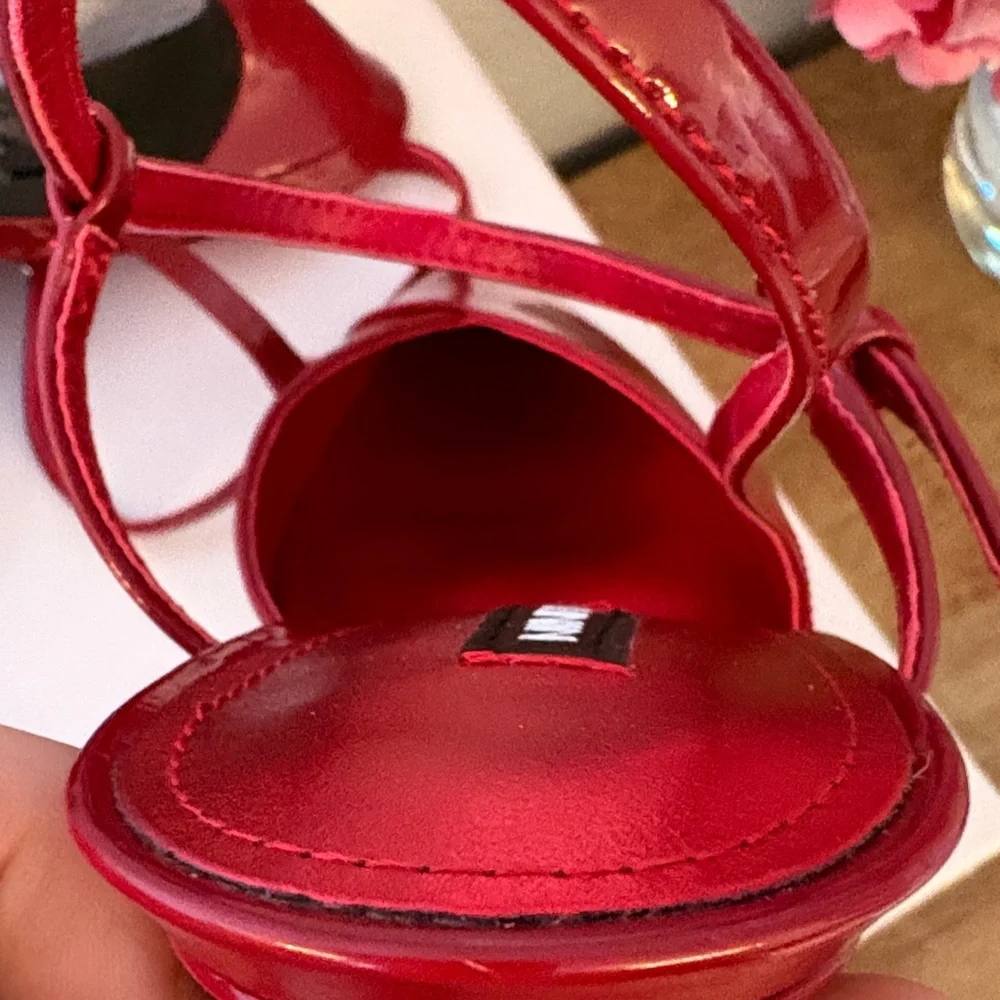 Nine West Red Patent Pointed-Toe Stiletto Heels with Ankle Straps - Picture 7 of 8